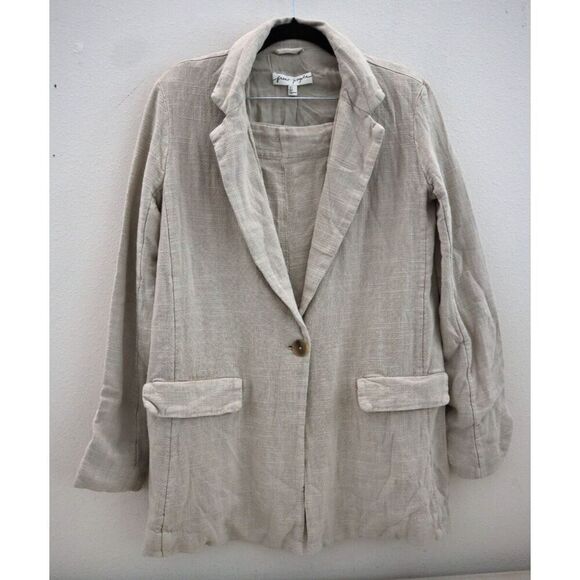 Free People OB1546322 Women's Sz 0 Stone/Beige If You Try Short Suit Set - Picture 1 of 16